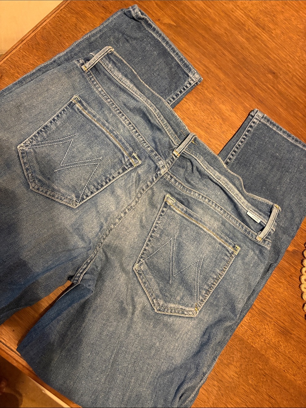 MOTHER Straight-Leg Jeans in Light Blue Wash the drop out 26